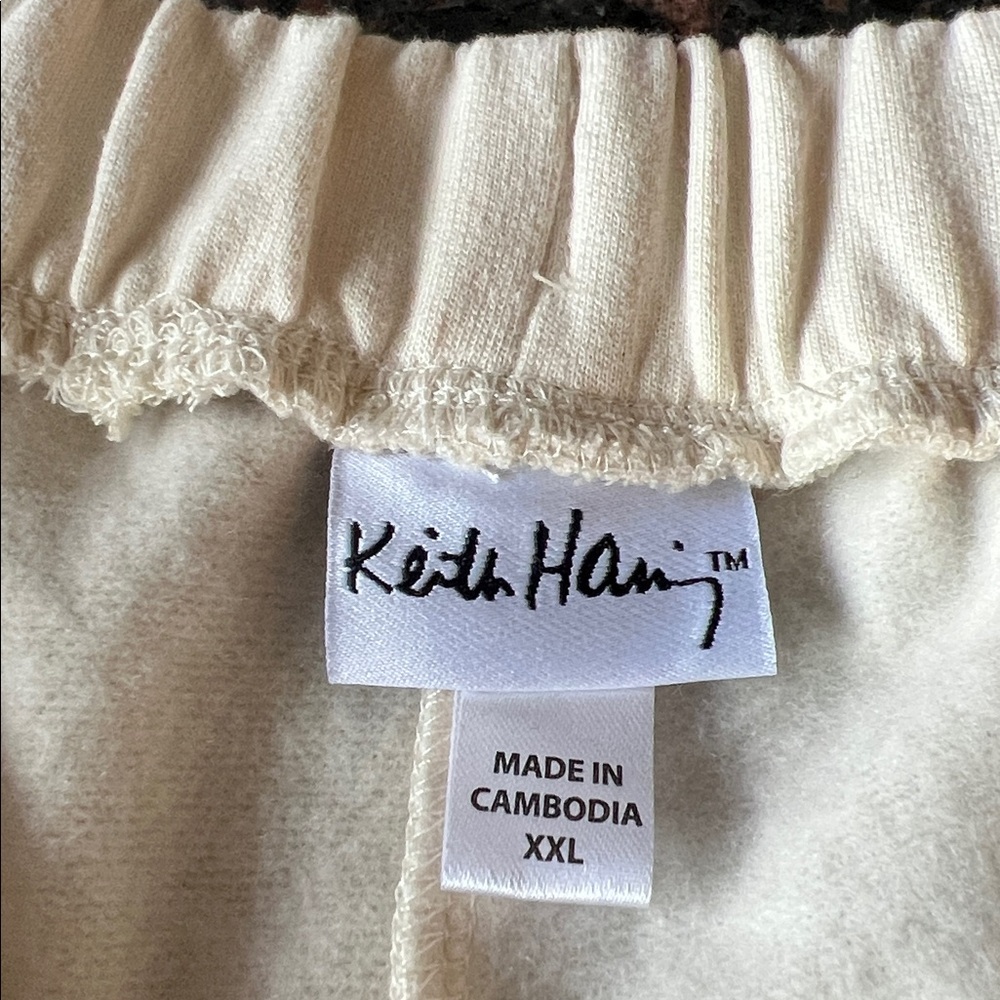 Keith Hering Cream Graphic Pocket Sweatpants with Red Accent XXL - Picture 5 of 6